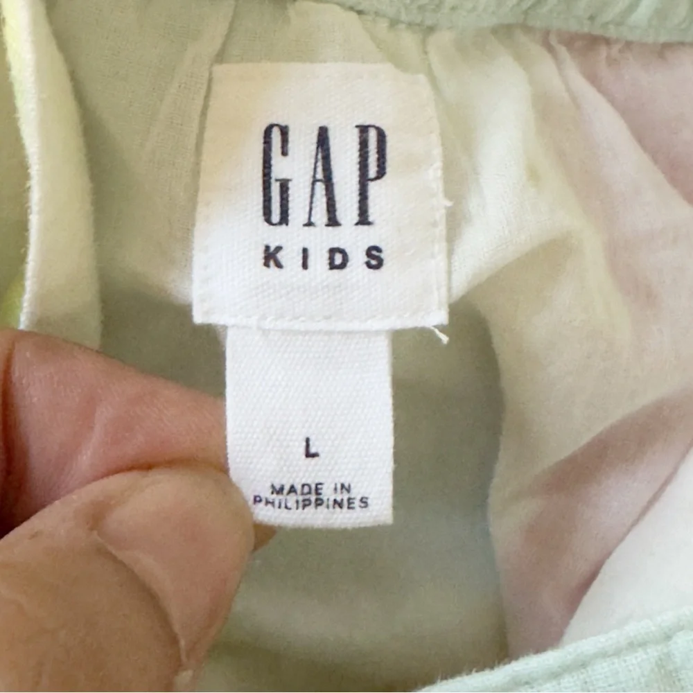 Gap girls crisscross back tiered striped multicolor dress linen blend size L NWT